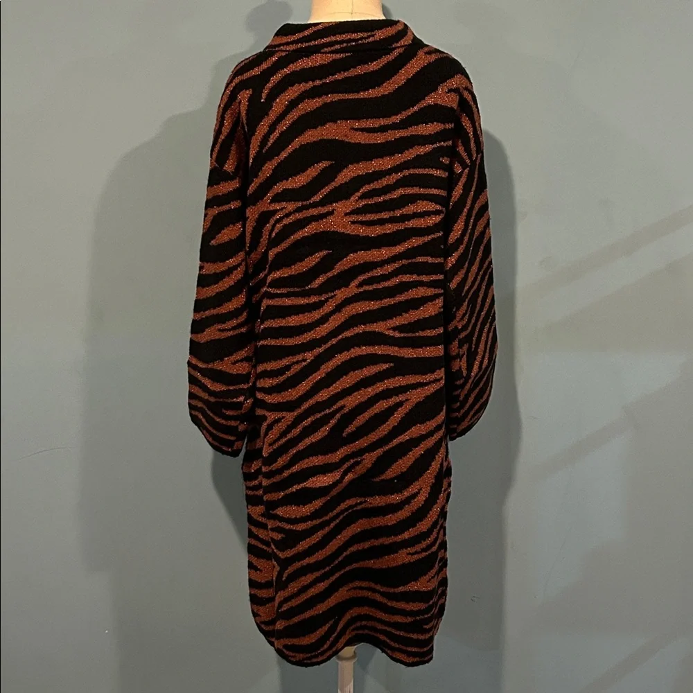 Ann Taylor Animal Print Sweater Dress size Medium Metallic Bronze Black